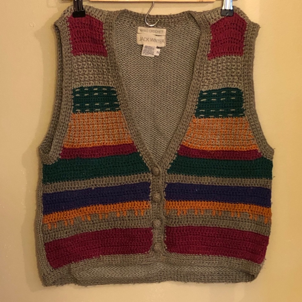 Size S VINTAGE Jack Winter hand crochet vest
